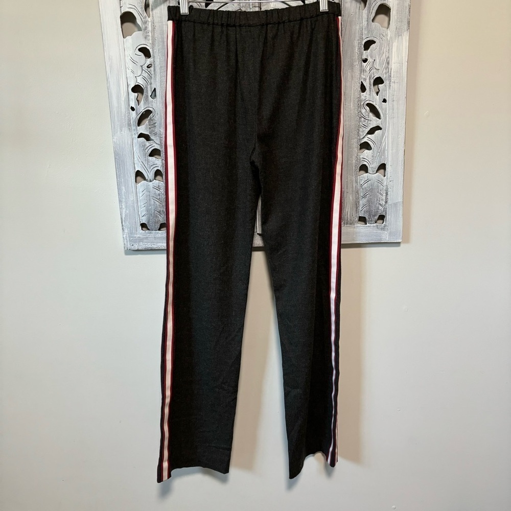 NEW Theory IWG Pull On Pant Charcoal Gray Wool Pacific Flannel Stripe Trouser S